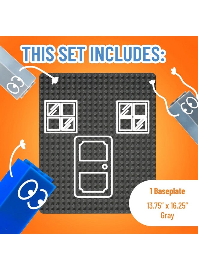 Strictly Briks ستريكتلي بريكس متوافق مع ليغو كلاسيك بلاطات قاعدة قابلة للتكديس، دبابيس كبيرة للأعمار من 3 سنوات وما فوق، متوافق 100% مع جميع العلامات التجارية الكبرى، رمادي، قطعة واحدة، 13.75" × 16.25" بوصة - Image 3