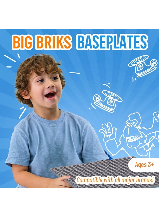 Strictly Briks ستريكتلي بريكس متوافق مع ليغو كلاسيك بلاطات قاعدة قابلة للتكديس، دبابيس كبيرة للأعمار من 3 سنوات وما فوق، متوافق 100% مع جميع العلامات التجارية الكبرى، رمادي، قطعة واحدة، 13.75" × 16.25" بوصة - Image 2