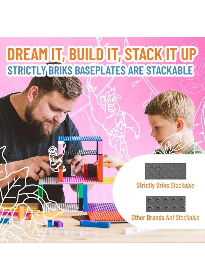 Strictly Briks ستريكتلي بريكس متوافق مع ليغو كلاسيك بلاطات قاعدة قابلة للتكديس، دبابيس كبيرة للأعمار من 3 سنوات وما فوق، متوافق 100% مع جميع العلامات التجارية الكبرى، رمادي، قطعة واحدة، 13.75" × 16.25" بوصة - Image 5