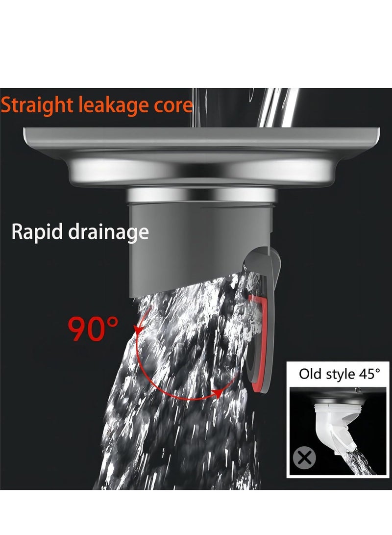 Captaintech Stainless Steel Flat Cut Square Floor Drain Waste Cover Anti-odor Straight for Bathroom Shower Room Matte Black Removable Linear Brushed Nickel - Image 2