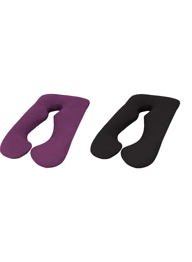 إيروريكس وسادة الحمل والأمومة المريحة على شكل حرف U باللون الأرجواني مع وسادة الحمل والأمومة المريحة على شكل حرف U باللون الأسود