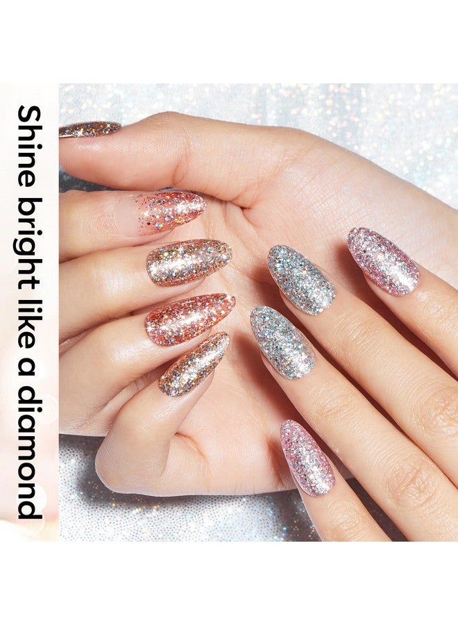 modelones Glitter Nail Polish 6 Colors Holographic Sparkle Glitter Mini Nail Polish Set Flash Diamond Black Silver Gold Quick Dry Manicure Diy Nail Art Salon Gift For Women Girl - Image 2