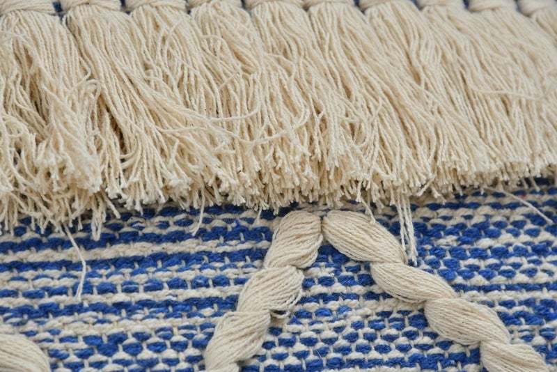 pepme pepme Blue Tufted Cushion Cover Tassles Wave 18x18 Pack of 1  - Image 3