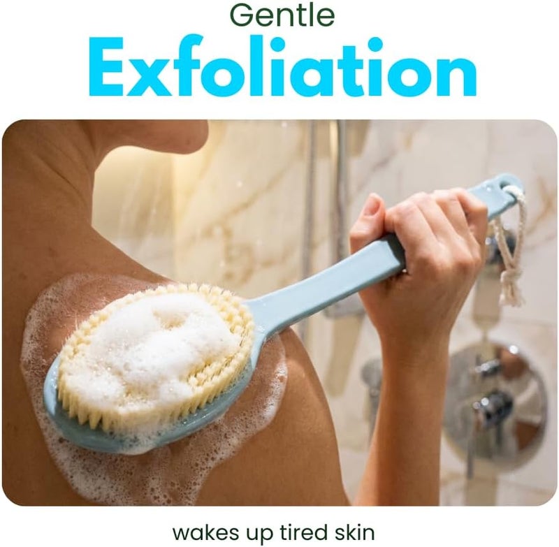 Glitters Long Handle Bath Loofah & Body Brush – Pastel Back Scrubber for Shower, Soft Mesh Pouf & Bristle Bath Brush - Image 5