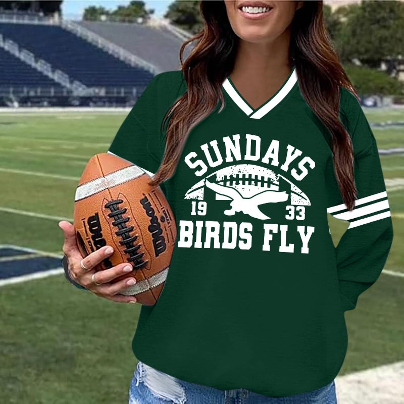 MYHALF Jersey Shirts for Women Football Fans Sweatshirt Game Day Outfits Sunday Funday Pullover V Neck Y2k Streetwear Tops - Image 3
