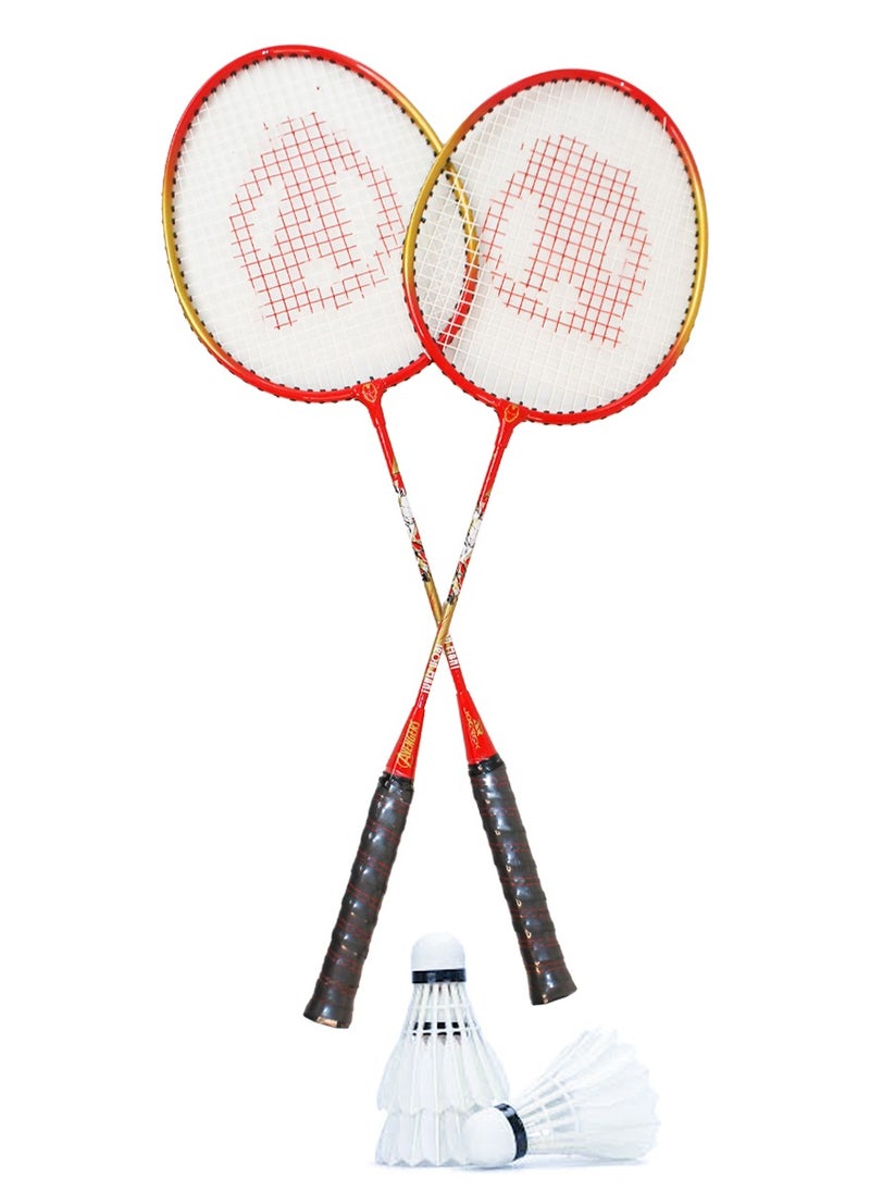 MARVEL - Badminton Racket Set of 2 Pcs With 3 Shuttlecocks And A Carry Bag - Premium Quality Frame With Comfortable Grip, Official Size and Weight, Best Choice for Professionals and Beginners, Tennis Players - Image 1