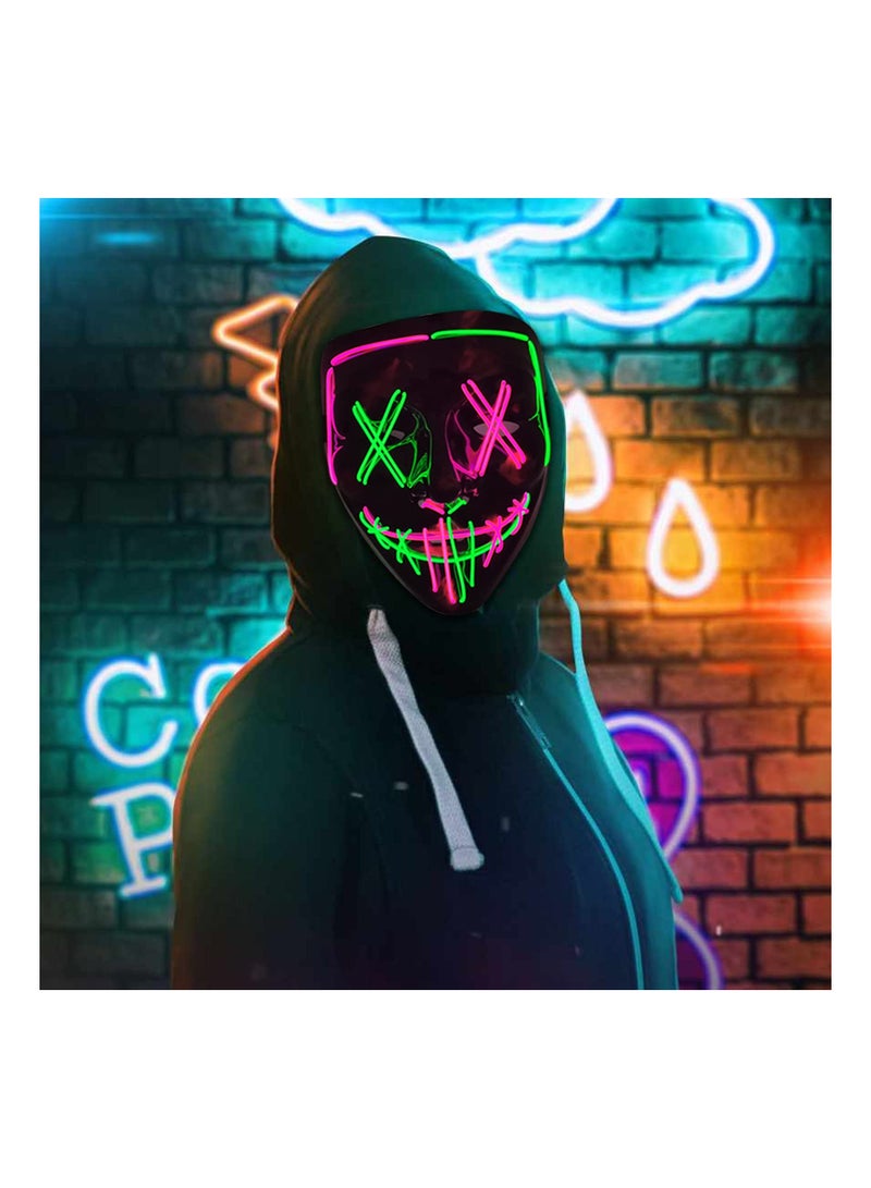 SYOSI Party LED Masks, SYOSI Halloween Mask,Scary Mask, LED Lighted Face Transforming Mask, Mask Neon Horror Fun Mask Adult Fancy Dress for Carnivals,Masquerades and Cosplay Costume Parties(Pink+Green)  - Image 3