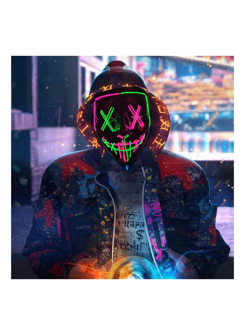 SYOSI Party LED Masks, SYOSI Halloween Mask,Scary Mask, LED Lighted Face Transforming Mask, Mask Neon Horror Fun Mask Adult Fancy Dress for Carnivals,Masquerades and Cosplay Costume Parties(Pink+Green)  - Image 2