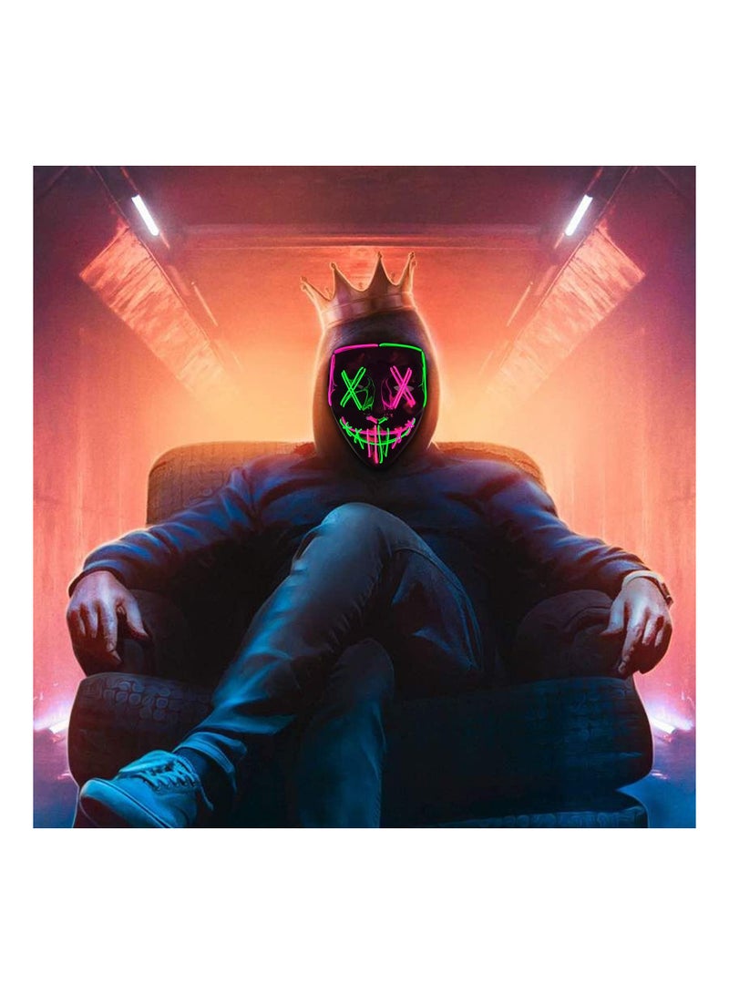 SYOSI Party LED Masks, SYOSI Halloween Mask,Scary Mask, LED Lighted Face Transforming Mask, Mask Neon Horror Fun Mask Adult Fancy Dress for Carnivals,Masquerades and Cosplay Costume Parties(Pink+Green)  - Image 4