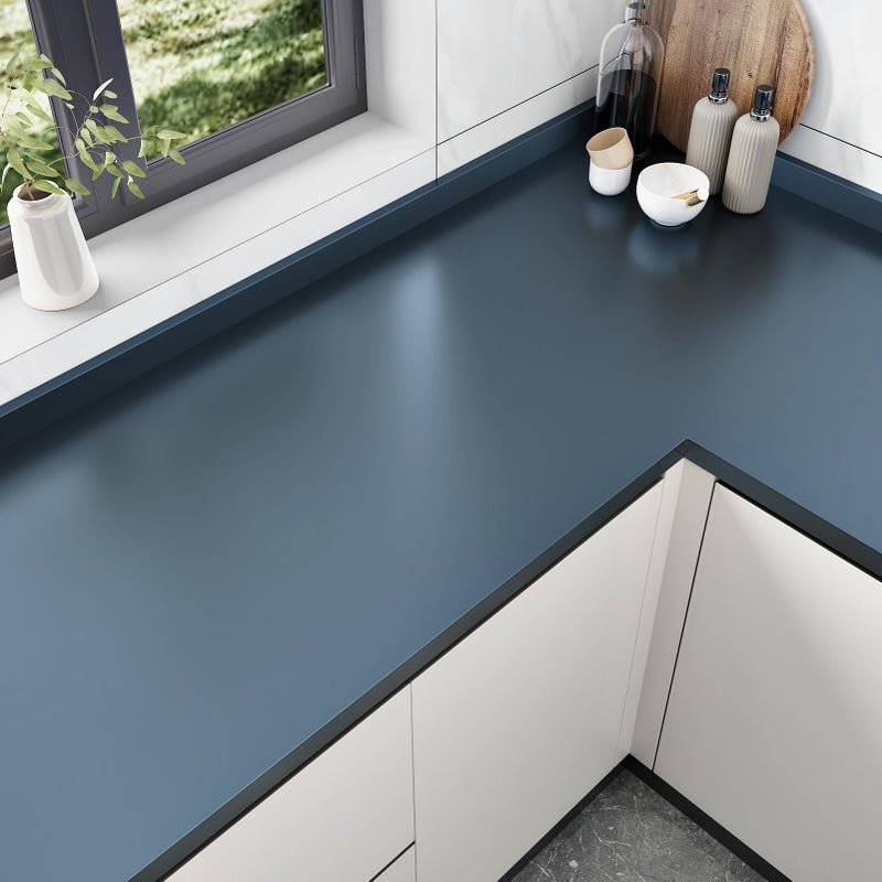 Wallercity Metal Indigo Peel and Stick Contact Paper for Countertops Navy Blue Stainless Steel Peel and Stick Wallpaper Self Adhesive Refrigerator Cover Film Contact Paper for Cabinets 158x787