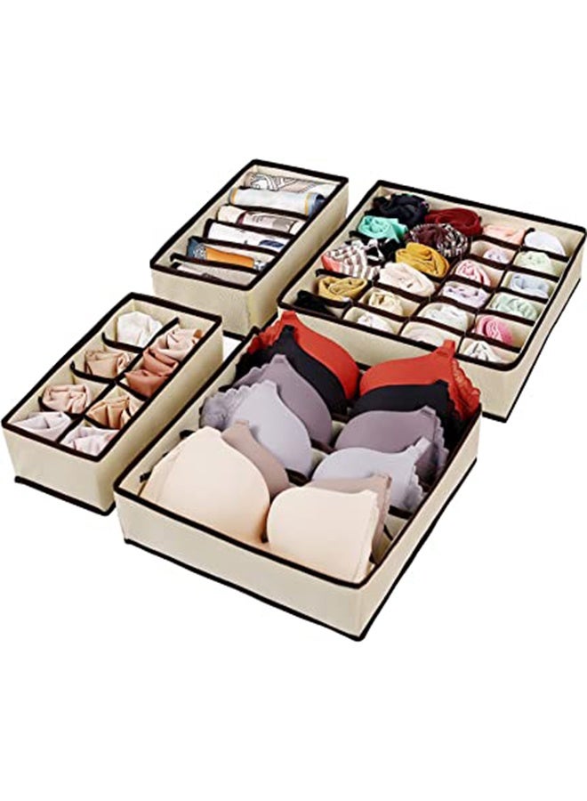 4-Piece Simplized Closet Underwear Organizers Set Beige 13.5inch - Image 2