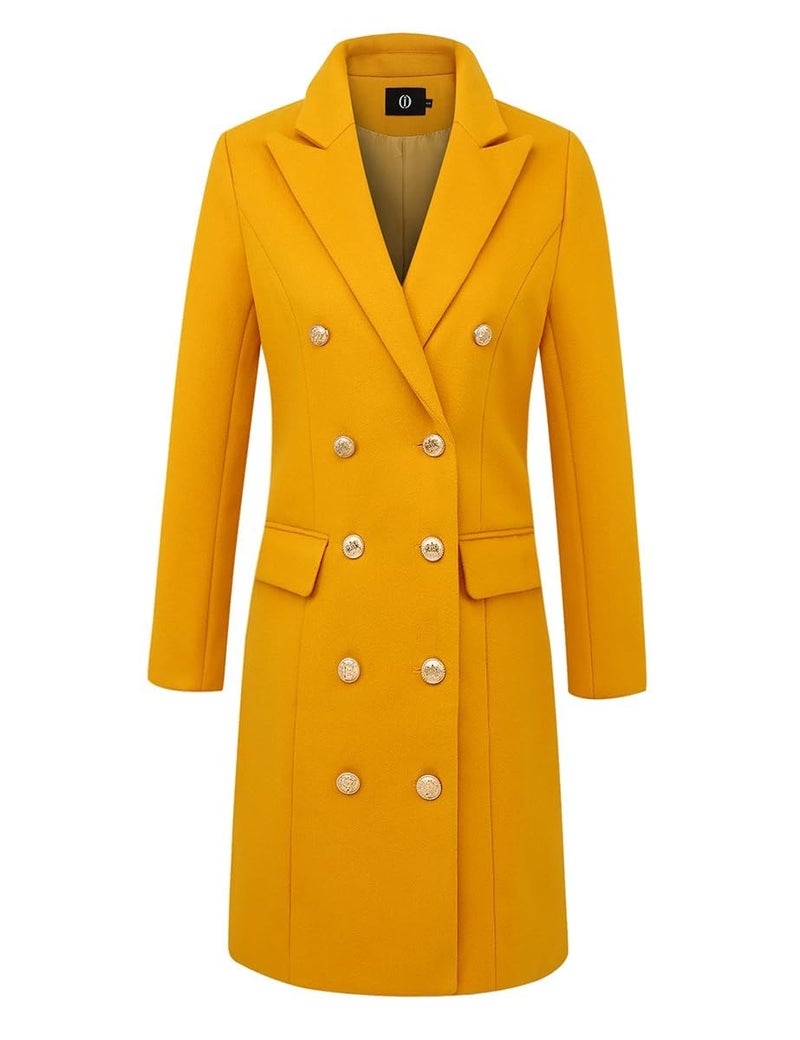 IDEALSANXUN Blazers for Women Business Casual Outfits Fall Winter Long Wool Tweed Jacket 2026 Office Work Clothes Blazer Dress, Yellow, L - Image 4