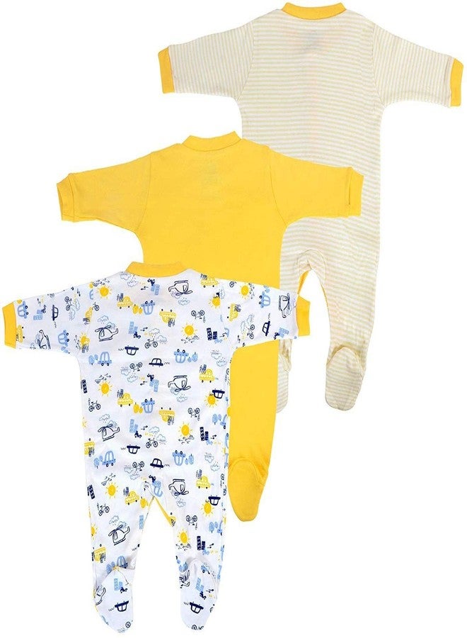 ميني بيري طقم نوم قطني بأكمام طويلة متعدد الألوان من ميني بيري بيبي نيدز للأطفال حديثي الولادة، مناسب للأولاد والبنات، مكون من 3 قطع - Image 2