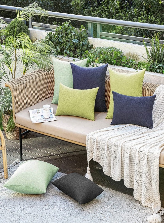 MIULEE Pack of 2 Decorative Outdoor Solid Waterproof Throw Pillow Covers Faux Linen Garden Farmhouse Cushion Cases for Summer Patio Tent Balcony Couch Sofa 18x18 Inch Navy - Image 5