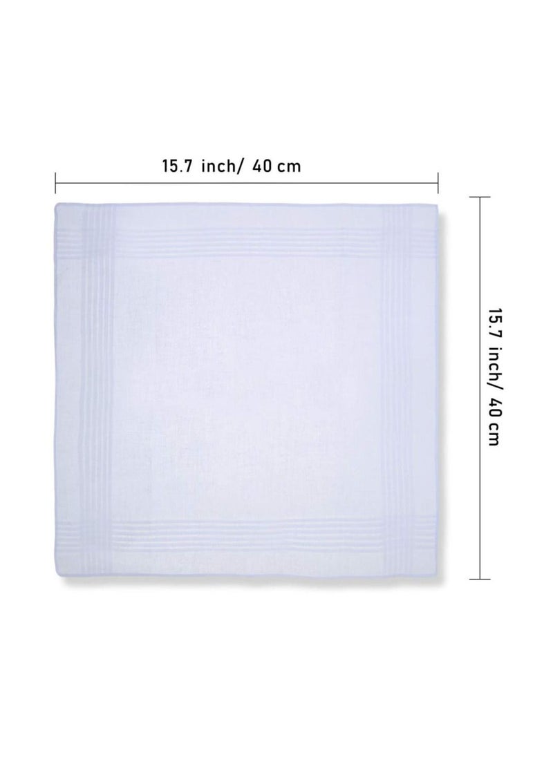 Excefore - Cotton Handkerchief, 6 Pcs White Pocket Square, Men's Soft Pure White Cotton Handkerchiefs, Large Pocket Squares Hankies, with Satin Border, 16" x 16" (40cmx40cm) - Image 1