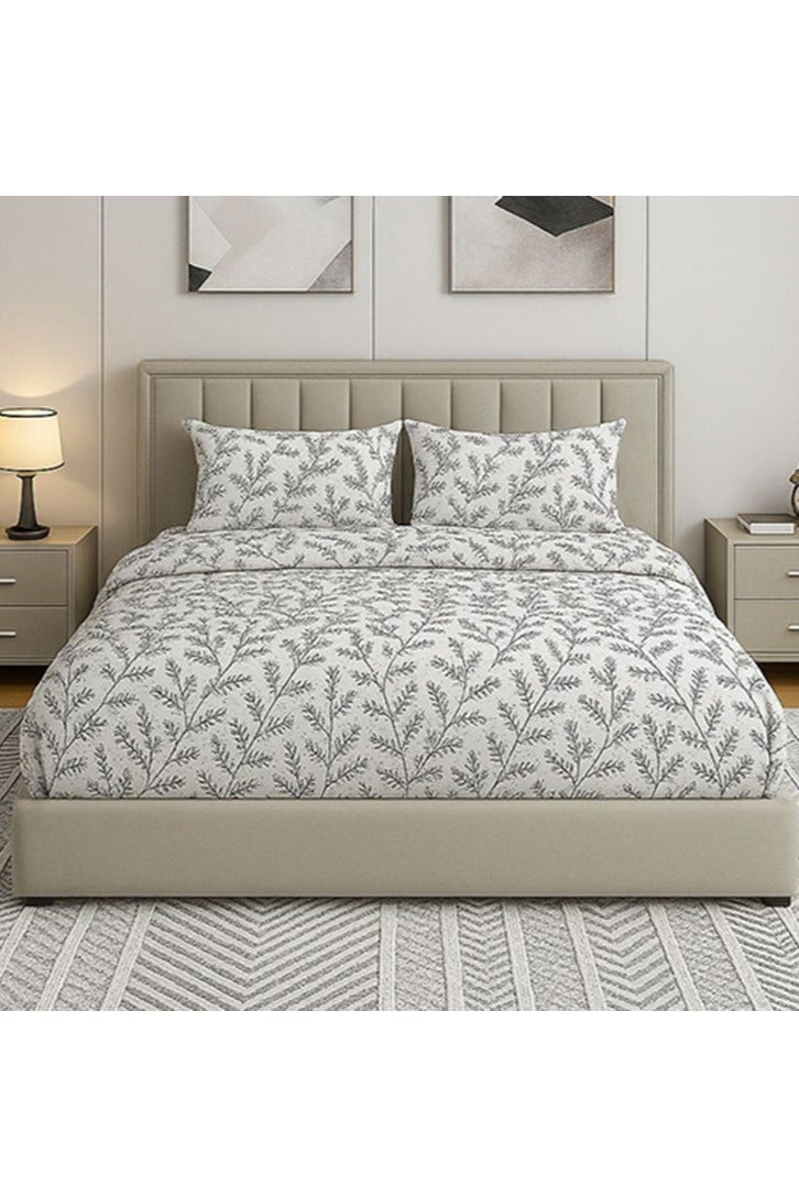 سنوز طقم ملاية سرير باستيك 3 قطع، ملايه مقاس زوجي+ 2 كيس وسادة إضافي، تصميم جراي روز - Image 2