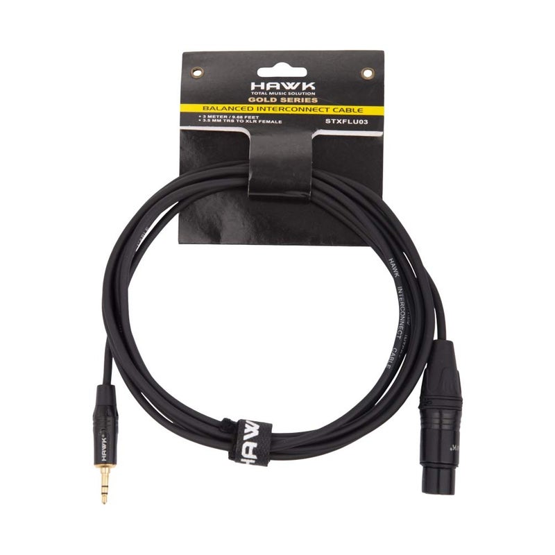 Hawk Proaudio Professional Gold Series 3.5mm TRS to XLR Female Microphone Cable (3 Meters) - Image 5