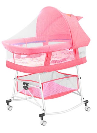 3-in-1 Portable Baby Sleeper Rocking Cradle Bed, Baby Sleeper Crib with Storage Basket ,Easy Carry Bassinet with Breathable Net Mattress Pink - pzsku/Z55E73F7D2B5C9742870DZ/45/_/1687340429/fdbf15b1-106a-44df-ad91-e8d9ea407a21