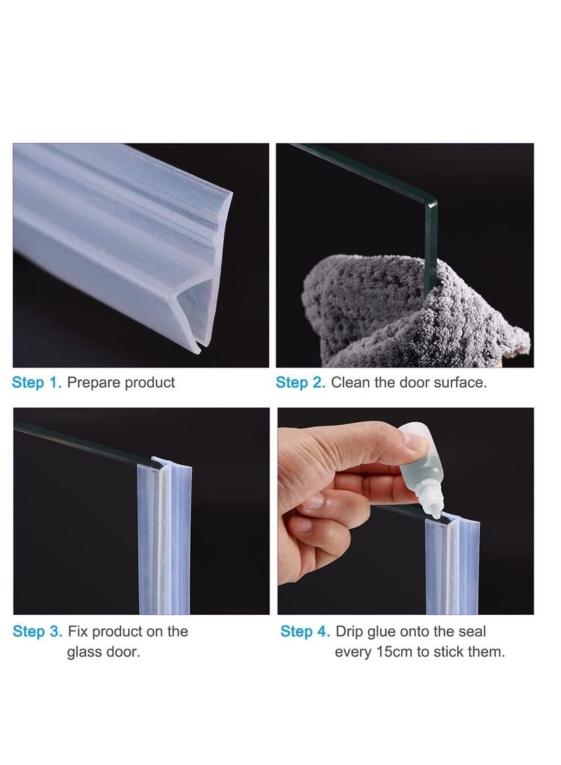 Glass Door Seal Strip, Frameless Glass Shower Door Sweep, Door Bottom Side/Corner Side Seal Strip Seal Rubber, Stop Shower Leaks and Create a Water Barrier, 10mm Thickness, 5M Length h Type - Image 2