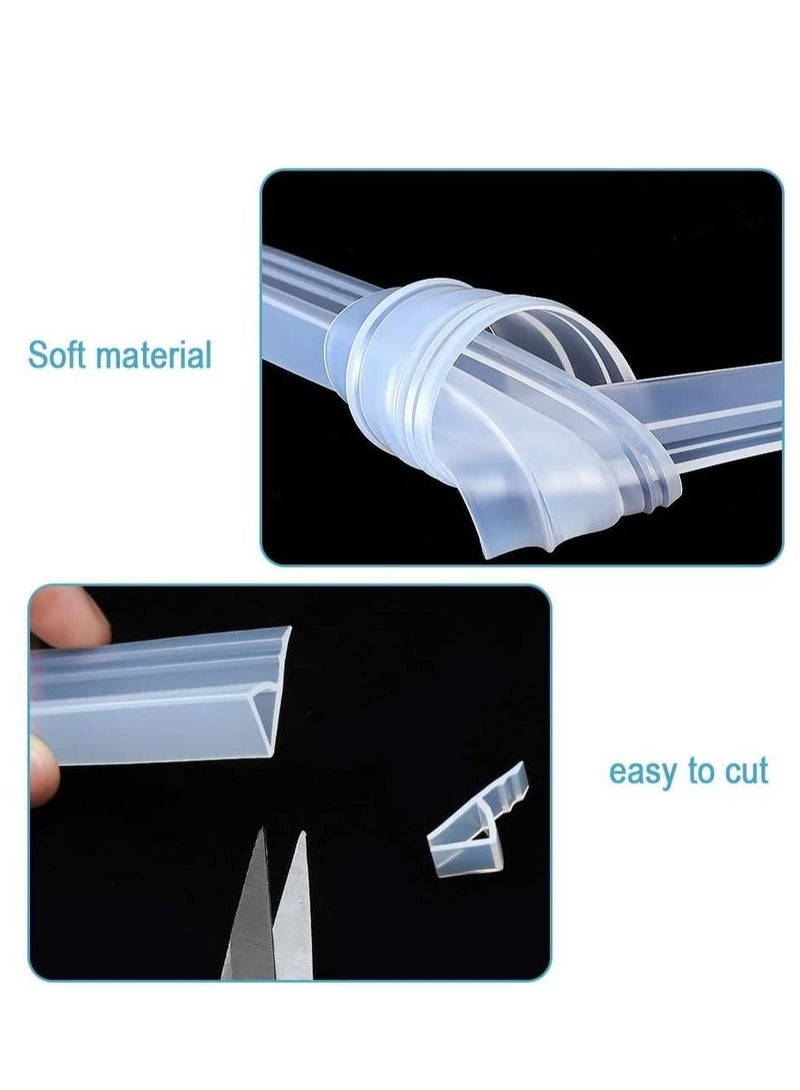 Glass Door Seal Strip, Frameless Glass Shower Door Sweep, Door Bottom Side/Corner Side Seal Strip Seal Rubber, Stop Shower Leaks and Create a Water Barrier, 10mm Thickness, 5M Length h Type - Image 4