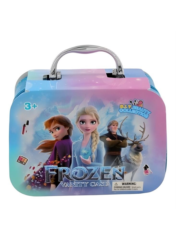 بريميم لعبة حقيبة زينة فروزن باللون الأزرق والبنفسجي والوردي مع أدوات مكياج وحقيبة تخزين - Image 2