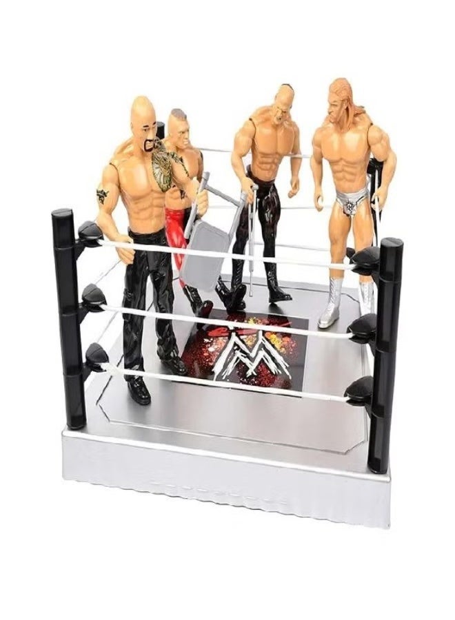 WWE Warrior Wrestling Action Figures Set - 4 Fighters with Ring & Battle Accessories for Kids - Image 2