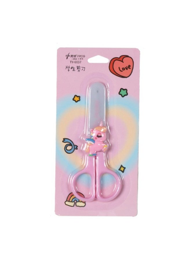 مقص أمان للأطفال مع غطاء واقٍ ومقص حرفي ذو طرف حاد للأطفال - وردي