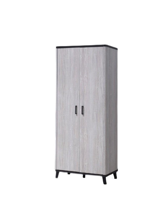 DANUBE HOME Kirwin 2 Door Wardrobe Extra Sturdy Closet Clothes Storage Cupboard Modern Design Space Saving Swing Door Cabinet For Bedroom Made In Malaysia L89.5Xw53Xh220Cm - Grey Oak/Black  - Image 3