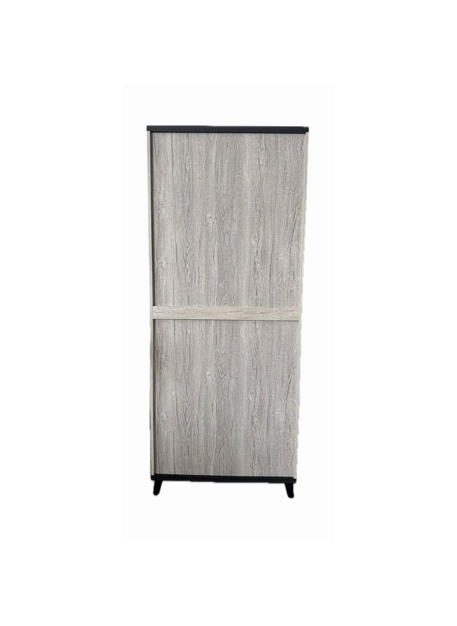 DANUBE HOME Kirwin 2 Door Wardrobe Extra Sturdy Closet Clothes Storage Cupboard Modern Design Space Saving Swing Door Cabinet For Bedroom Made In Malaysia L89.5Xw53Xh220Cm - Grey Oak/Black  - Image 5