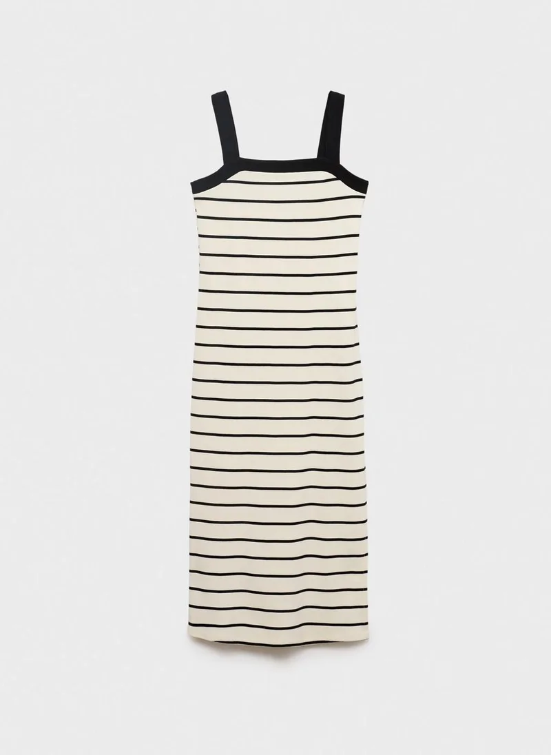 MANGO Striped Midi Dress