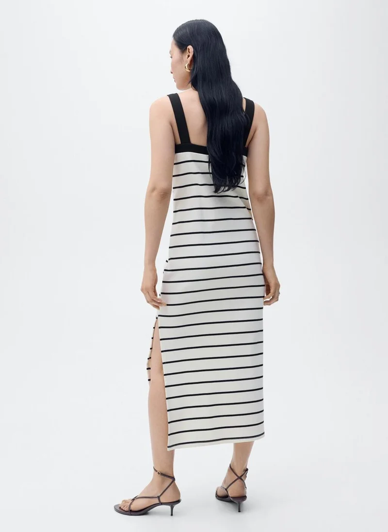 MANGO Striped Midi Dress