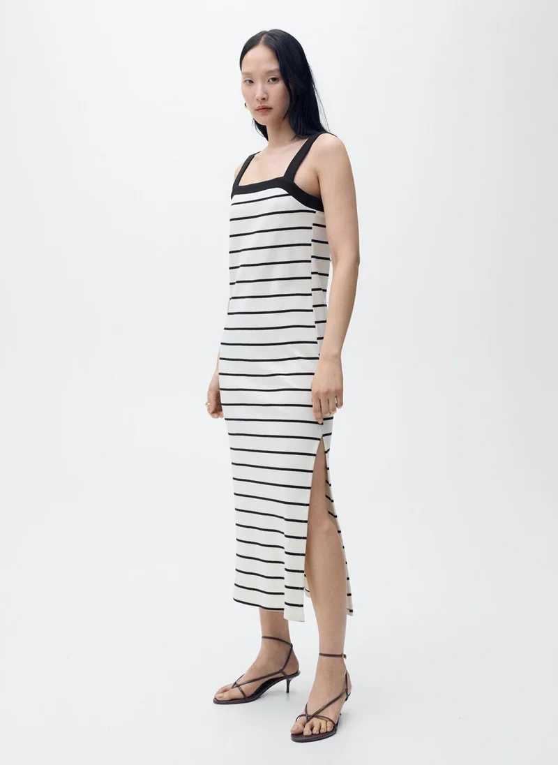 MANGO Striped Midi Dress