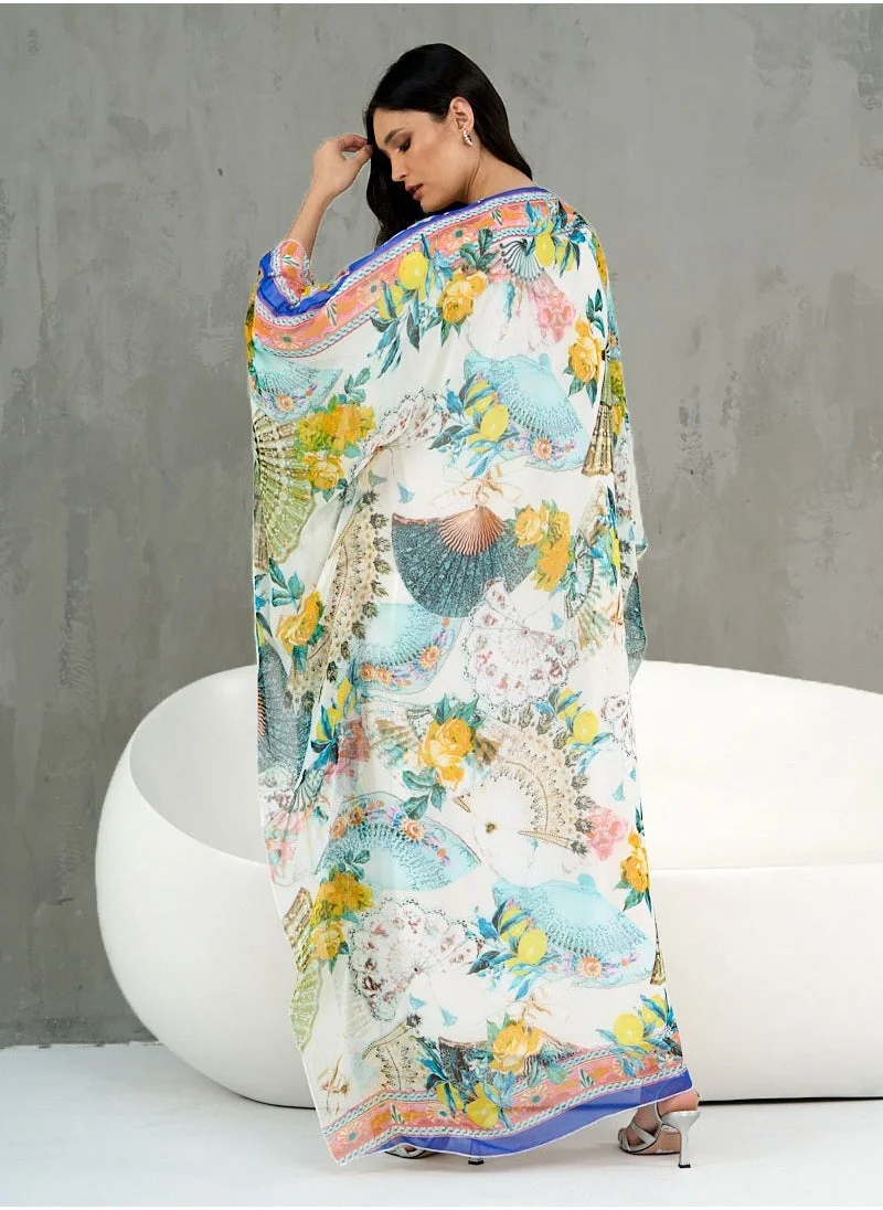 كوتور لابس White Printed House Kaftan Maxi Dress
