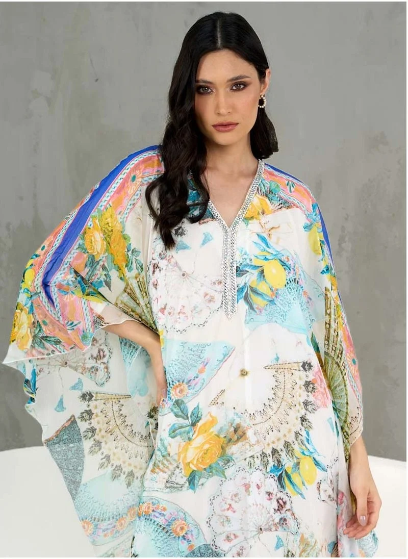 كوتور لابس White Printed House Kaftan Maxi Dress