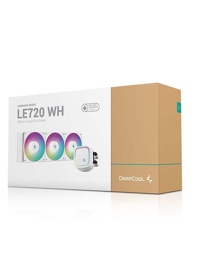 DEEPCOOL - Deepcool LE720 ARGB AIO Liquid CPU Cooler, 360mm Radiator, 3x High-Performance aRGB Fans, 500~2250 RPM Fan Speed, 85.85 CFM Fan Airflow, Hydro Bearing Type, White R-LE720-WHAMMN-G-1 - Image 1