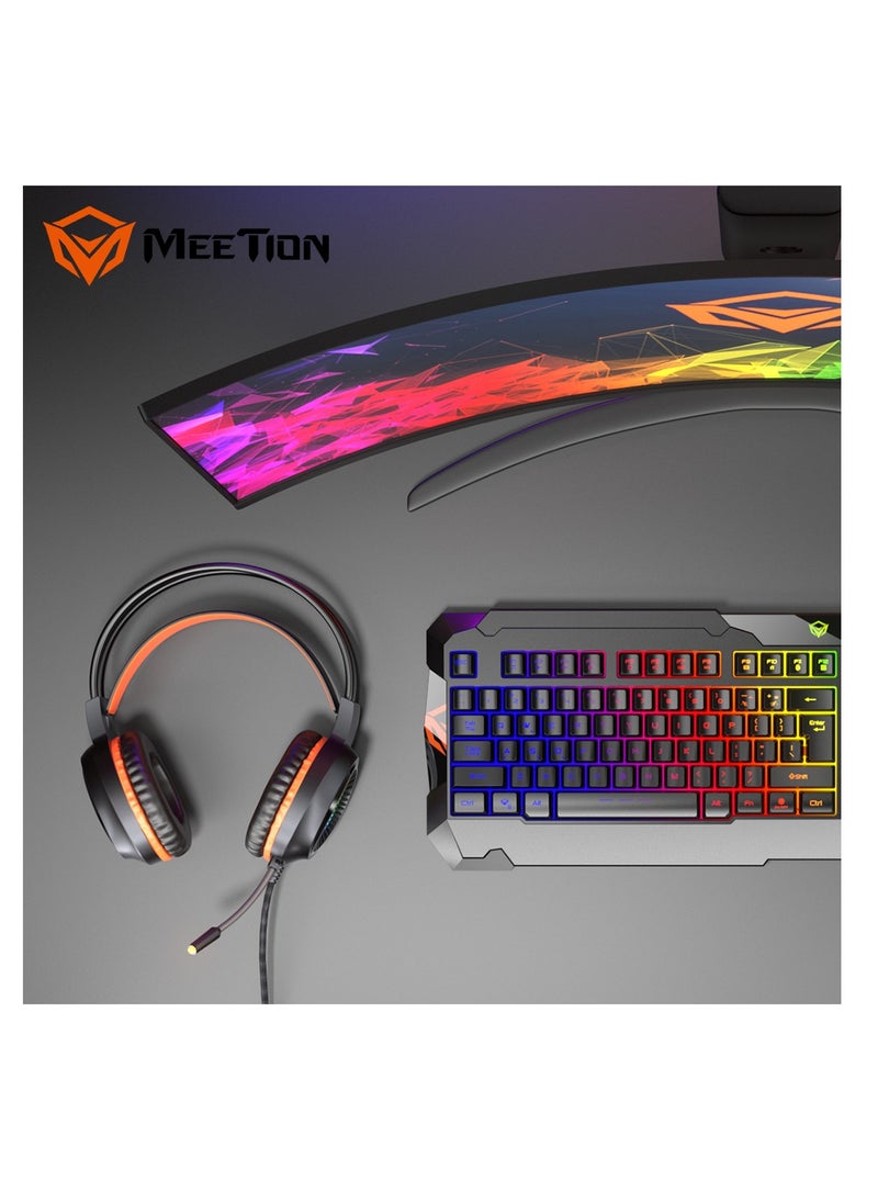 Meetion MT-C505 4 in 1 Gaming Combo Kit, Anti Ghost RGB Gaming Keyboard, 5+1 Buttons 3200DPI Gaming Mouse, Backlit Gaming Headphone with Omni Directional Microphone, High Precision Gaming Mouse Pad
