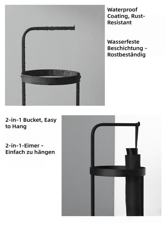 Yeaco Modern, Minimalist Black Metal Freestanding Umbrella Stand – 2-in-1 Use – Dimensions 22 x 22 x 65 cm - Image 4