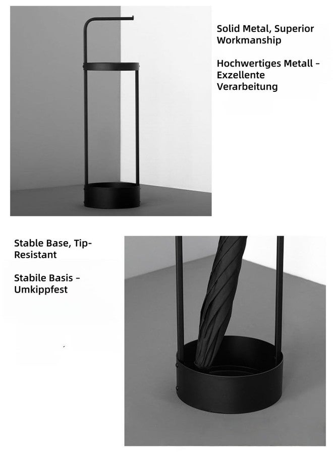 Yeaco Modern, Minimalist Black Metal Freestanding Umbrella Stand – 2-in-1 Use – Dimensions 22 x 22 x 65 cm - Image 3
