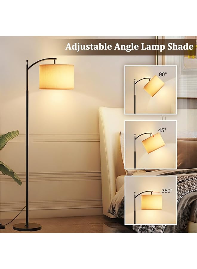 erorex Floor Lamp For Living Room Led Standing Lamp 3 Color Temperatures 3000K 5000K Adjustable Linen Shade With 9W Led Bulb Bedroom Office Dining Room Beige - Image 3