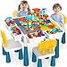 OCATO Toddlers Kids Table and 4 Chairs Set Activity Table with 152Pcs Large Marble Run Building Blocks Storage All in One Play Sensory Water Tables Sand Tables for Boys Girls 3 4 5 6 Year Old - Image 2
