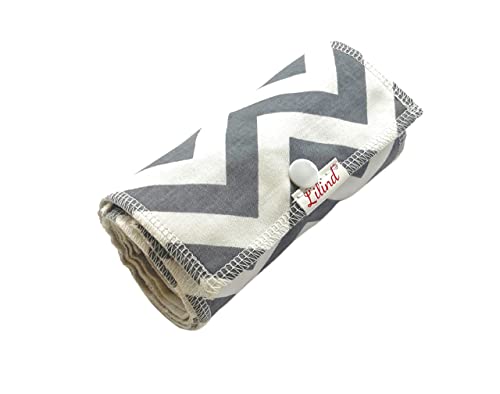 Lilind® Reusable Toilet Roll 10 pcs Zero Waste Family Cloth Washable Nonpaper Towels Organic Eco Friendly Gray Zig-Zag - Image 1