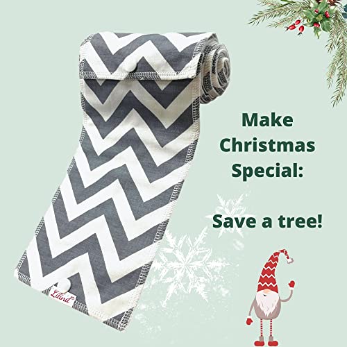 Lilind® Reusable Toilet Roll 10 pcs Zero Waste Family Cloth Washable Nonpaper Towels Organic Eco Friendly Gray Zig-Zag - Image 2