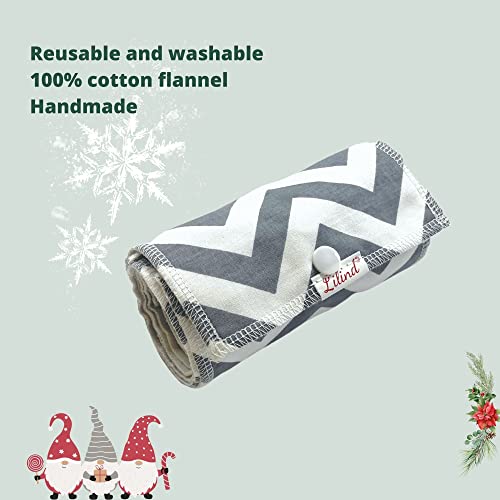 Lilind® Reusable Toilet Roll 10 pcs Zero Waste Family Cloth Washable Nonpaper Towels Organic Eco Friendly Gray Zig-Zag - Image 4