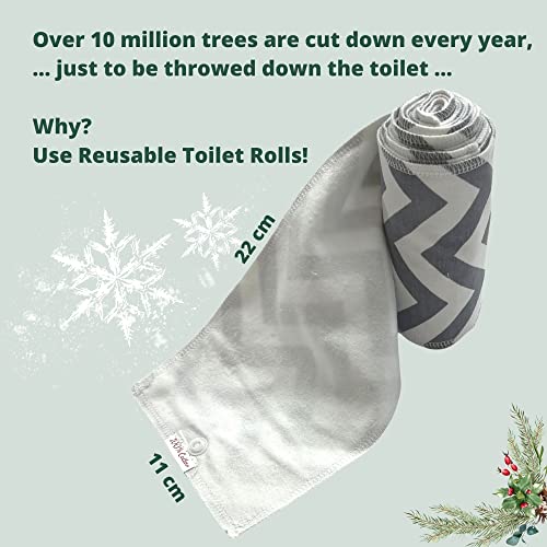 Lilind® Reusable Toilet Roll 10 pcs Zero Waste Family Cloth Washable Nonpaper Towels Organic Eco Friendly Gray Zig-Zag - Image 3