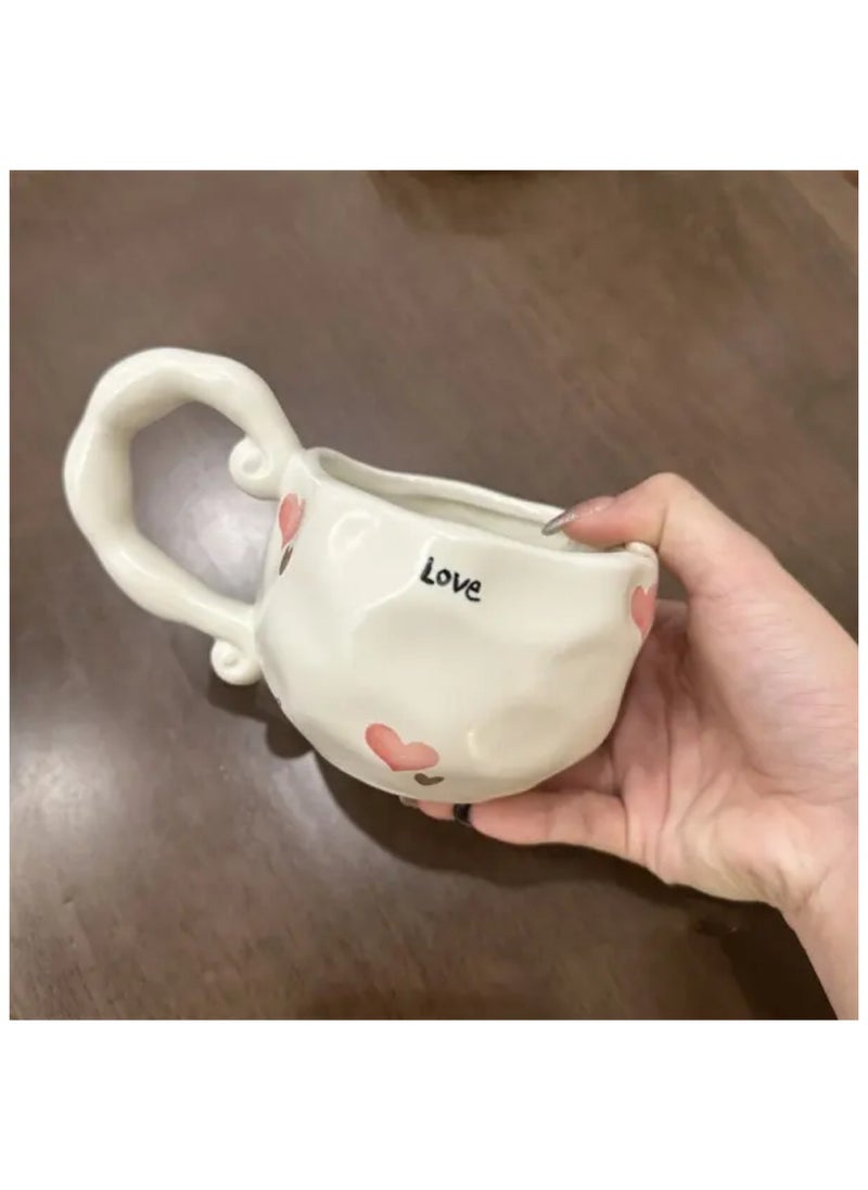 Qahwa Pink Hearts Decorated Ceramic Mug Made of Ceramic  - Image 1