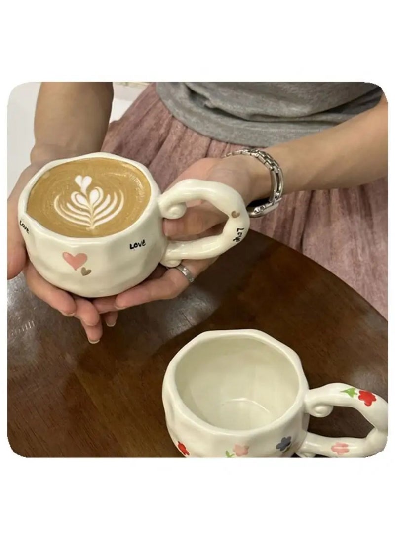 Qahwa Pink Hearts Decorated Ceramic Mug Made of Ceramic  - Image 2