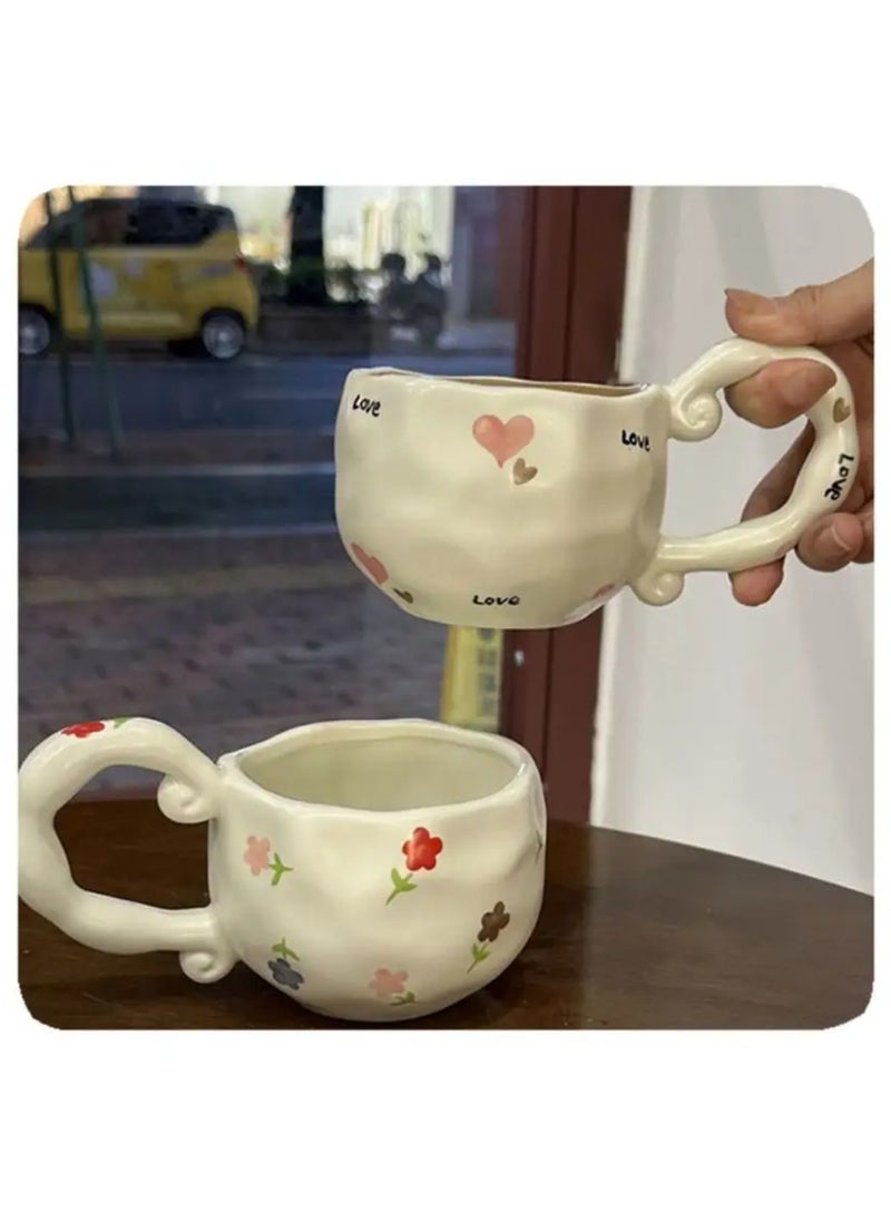 Qahwa Pink Hearts Decorated Ceramic Mug Made of Ceramic  - Image 3