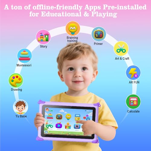 Trayoo Kids Tablet, 7IN Toddler Tablet for Kids with 32GB ROM, Shockproof Case, Education Apps Pre-Installed, Parental Control, WiFi, Netflix, YouTube - Image 2