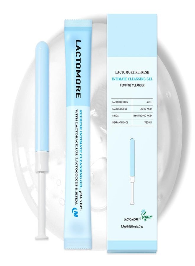 LACTOMORE Refresh Intimate Cleansing Gel | 3 Days Care | Intimate Odor Remover | 3 Probiotics Gel | pH Balanced (0.06 Fl Oz (Pack of 3 - Image 1