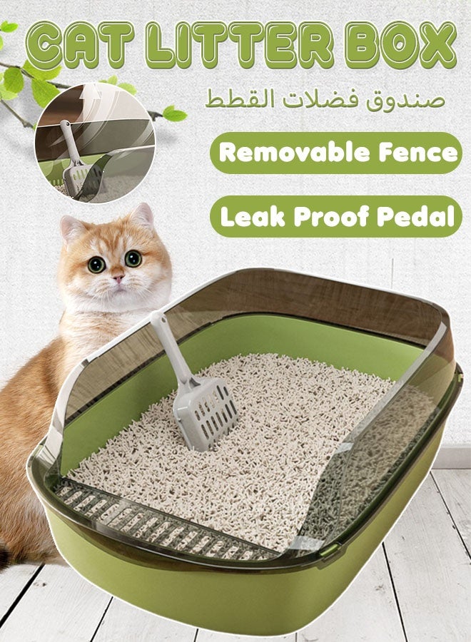 Generic Oversized Semi-Closed Cat Litter Box with High Fence Kitten Toilet,Splash-Proof Detachable Potty Tray Toilet with Plastic Scoop & Deodorizing Bag, Easy to Clean, Suitable for All Kinds of Litter  - Image 1